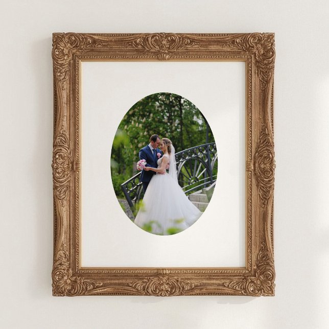 Affiche Forme de ovale vertical Photo de mariage (Vertical Oval Shape Wedding Photo Poster)