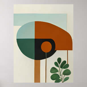 Affiche Forme d'oiseau minimaliste Abstrait