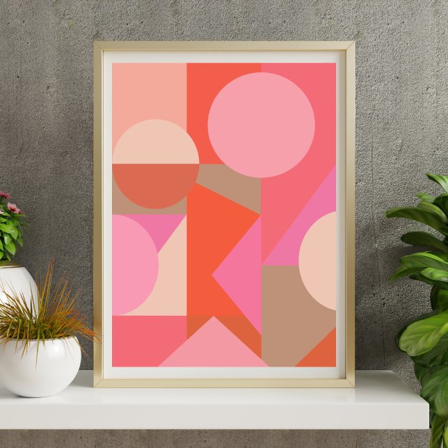 Affiche Forme géométrique de couleur mignon rose orangé (Créateur téléchargé)