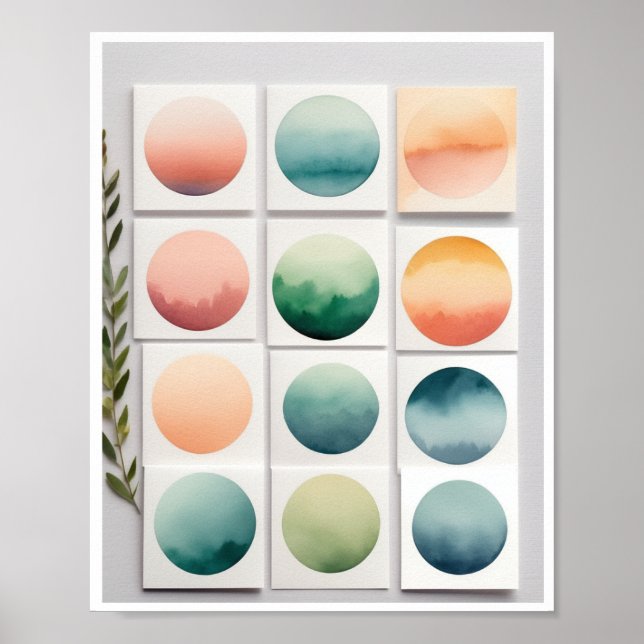 Affiche Forme géométrique délicate dégradés de couleurs Po (Devant)