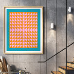 Affiche Forme géométrique Motif rose orange turquoise<br><div class="desc">Un design graphique motif triangulaire coloré et amusant,  aux couleurs vives,  bleu turquoise,  orange et rose.</div>