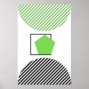 Affiche Forme Verte Et Noire Sur Arrière - plan Blanc Abst