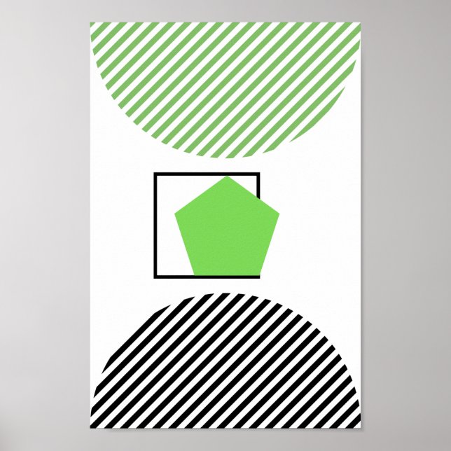 Affiche Forme Verte Et Noire Sur Arrière - plan Blanc Abst (Devant)