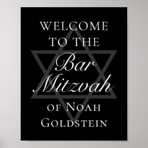 Affiche Formel Black Bar Mitzvah Party Star de David