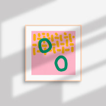 Formes Abstraites contemporaines - vert rose jaune