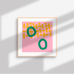 Affiche Formes Abstraites contemporaines - vert rose jaune