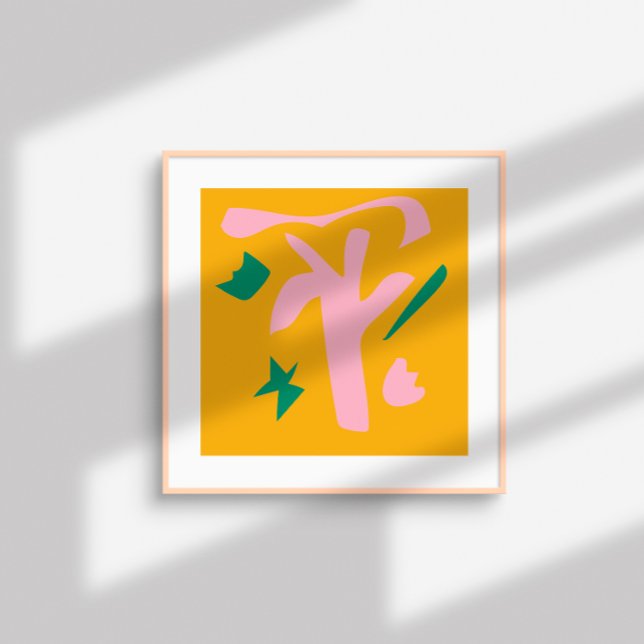 Affiche Formes Abstraites contemporaines - vert rose jaune (Créateur téléchargé)