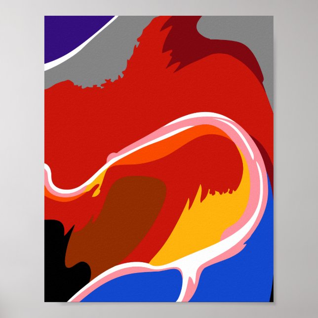 Affiche Formes Abstraites Fluides avec des Couleurs Audaci (Devant)