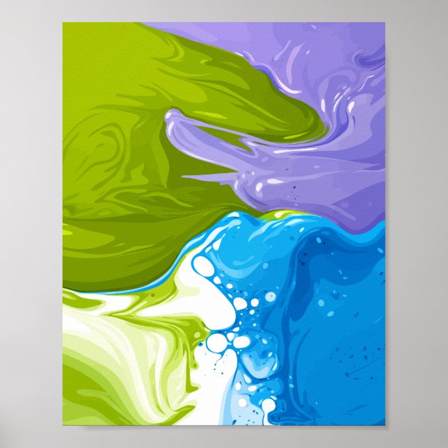 Affiche Formes abstraites fluides se formant en vagues de  (Devant)