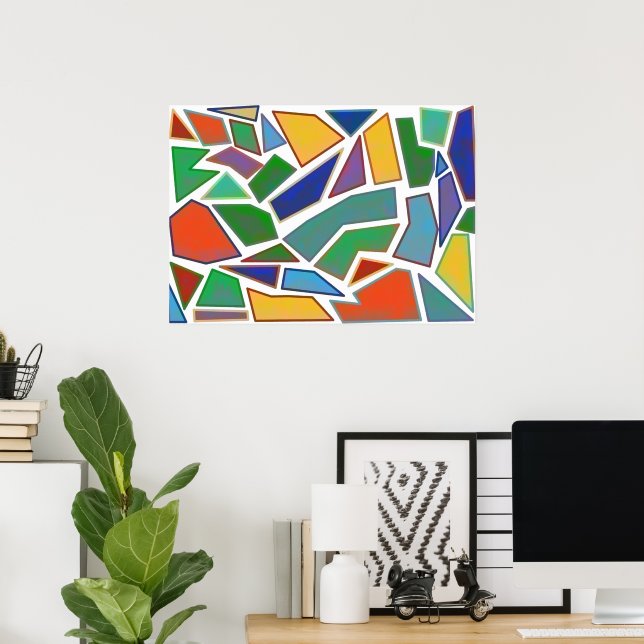 AFFICHE FORMES ABSTRAITES GÉOMÉTRIQUES COLORÉES ART (Bureau à domicile)