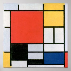AFFICHE FORMES ABSTRAITES MONDRIAN EN DETRESSE