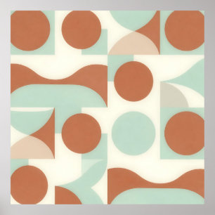 Affiche Formes Abstraites Terracotta Moderne du Milieu du