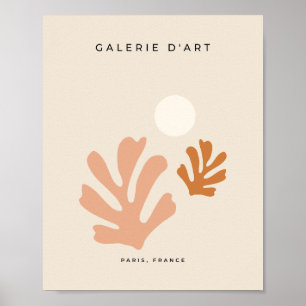 Affiche Formes beiges neutres Feuilles Abstraites coupées