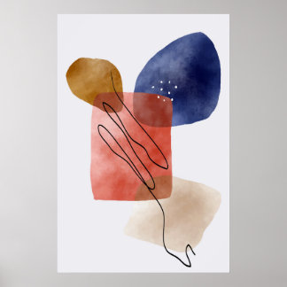 Affiche Formes biologiques modernes Aquarelles Art Abstrai