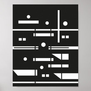 Affiche Formes blanches sur fond noir
