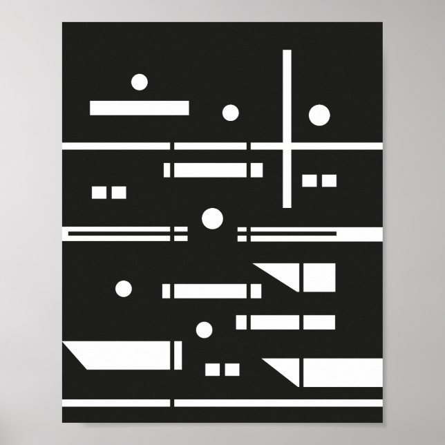 Affiche Formes blanches sur fond noir (Devant)
