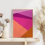 Affiche Formes de bloc de couleur géométrique en Magenta v<br><div class="desc">Blocage de couleur géométrique vibreux et audacieux avec des lignes diagonales et des triangles en magenta,  violet,  ambre,  pêche et orange,  personnalisées avec votre nom.</div>