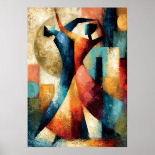 Affiche Formes de danse Art figuratif géométrique japonais