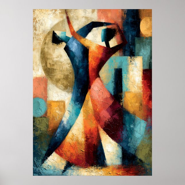 Affiche Formes de danse Art figuratif géométrique japonais (Devant)