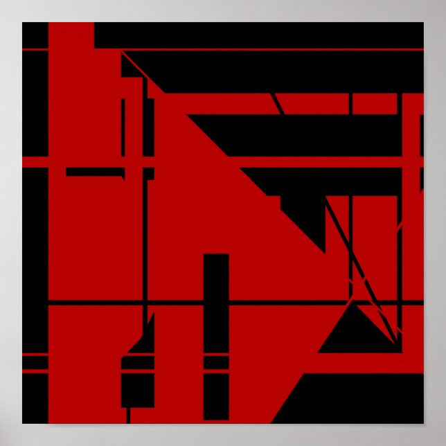 Affiche Formes de lignes noires sur l'Abstrait géométrique (Devant)