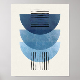 Affiche Formes du milieu du siècle BLUE moderne abstrait