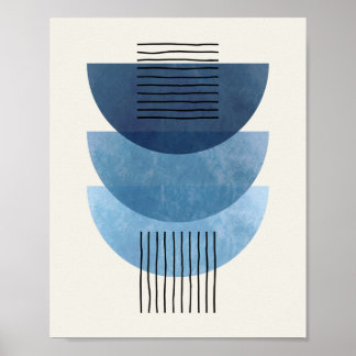 Affiche Formes du milieu du siècle BLUE moderne abstrait