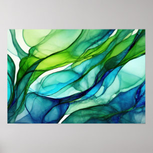 Affiche Formes en vert et bleu
