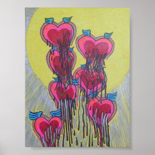 Affiche formes fondues de coeur