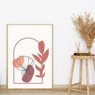 Affiche Formes géométriques Abstraites Boho Style Feuilles