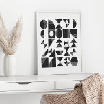 Affiche Formes géométriques Abstraites modernes | Noir et<br><div class="desc">Ce motif moderne minimaliste en noir et blanc intemporel présente des formes géométriques abstraites et des lignes organiques qui traversent chaque motif.</div>
