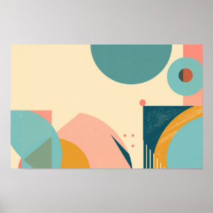 Affiche Formes géométriques arrière - plan en bleu et rose