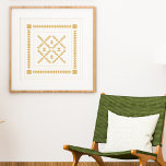 Affiche Formes géométriques classiques Bloc de surface en<br><div class="desc">Un design moderne traditionnel de blocs de courtepointe médaillon dans une couleur jaune ambre doré doux.</div>