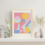 Affiche Formes géométriques colorées mignonnes Collage<br><div class="desc">Ce collage graphique amusant et frais présente des formes géométriques simples dans une palette de couleurs mignonnes de pastels et de droits doux.</div>