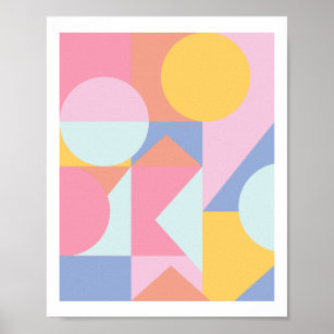 Affiche Formes géométriques colorées mignonnes Collage d'a