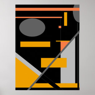 Affiche Formes géométriques grises et orange sur Motif noi