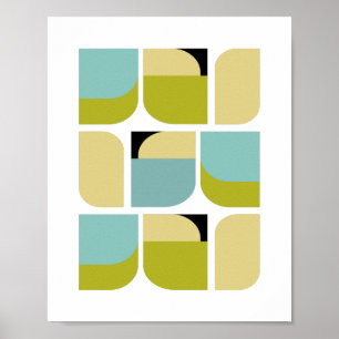 Affiche Formes géométriques jaunes et turquoise Modernes D