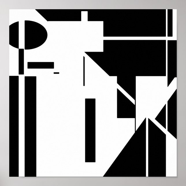 Affiche Formes noires sur MCM blanc look Art Abstrait (Devant)