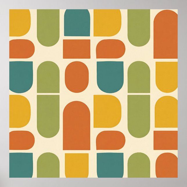 Affiche Formes organiques de style moderne du milieu du si (Devant)