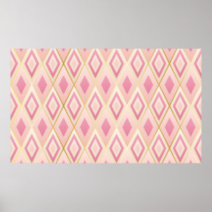 Affiche Formes rhombus rose géométrique sans coutures moti