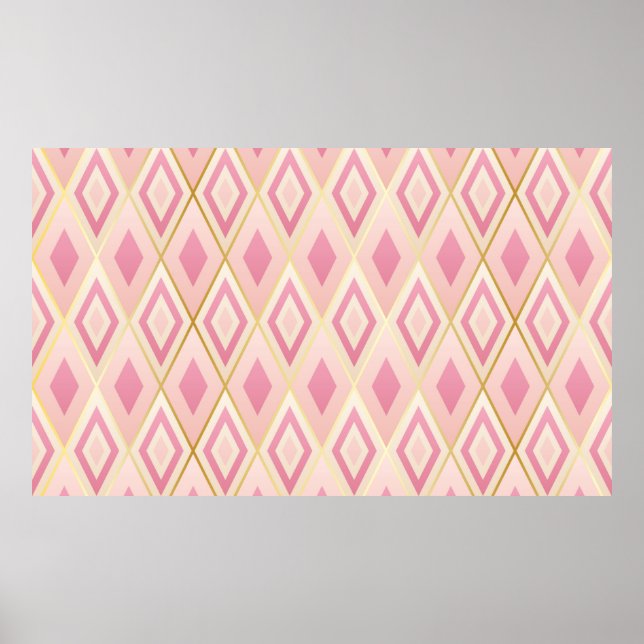 Affiche Formes rhombus rose géométrique sans coutures moti (Devant)