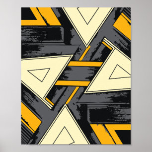 Affiche Formes triangulaires se coupant en jaune et crème