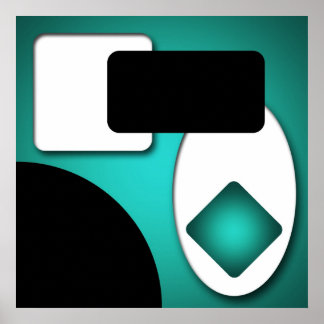 Affiche Formes Turquoises modernes Abstraites et riches AP