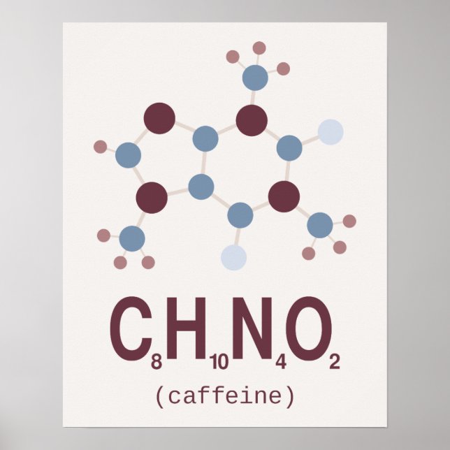 Affiche Formule chimique de caféine (Devant)