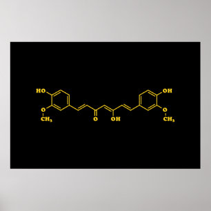 Affiche Formule chimique moléculaire de curcumin curcumin 