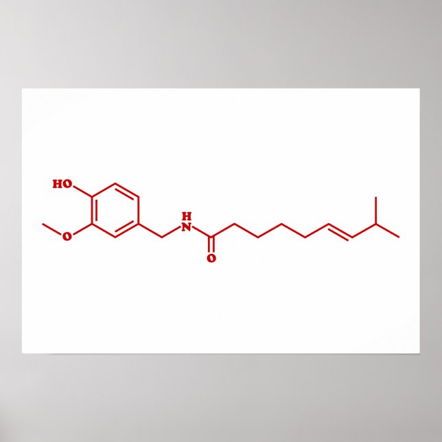 Affiche Formule chimique moléculaire de la capsaïcine du p (Devant)