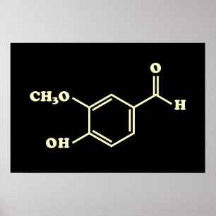 Affiche Formule chimique moléculaire de la vanilline de va