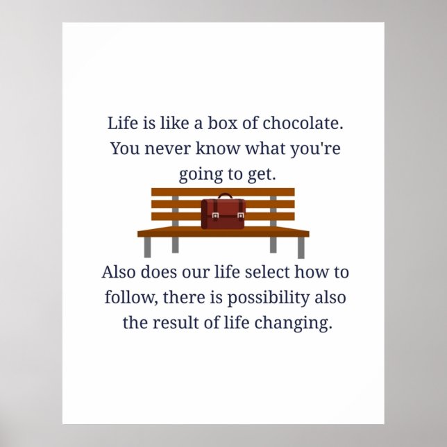 Affiche Forrest Gump cite la vie comme une boîte de chocol (Devant)