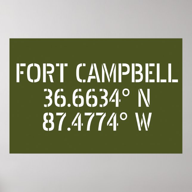 Affiche Fort Campbell Latitude Longitude (Devant)