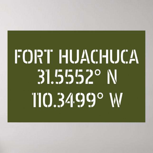 Affiche Fort Huachuca Latitude Longitude (Devant)