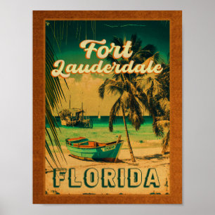 Affiche Fort Lauderdale Florida Beach Retro Tropical 60s